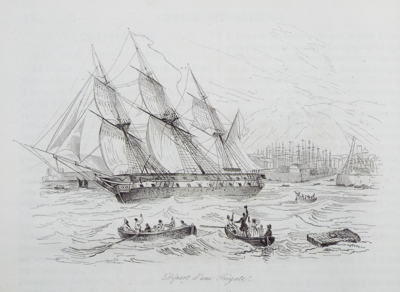 Etching - Depart d'une Fregate. - Sainson