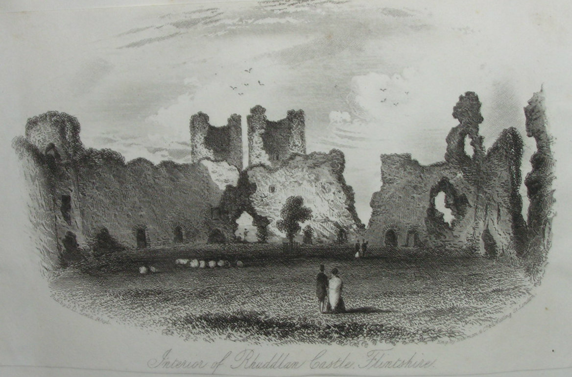 Steel Vignette - Interior of Rhuddlan Castle, Flintshire. - Newman