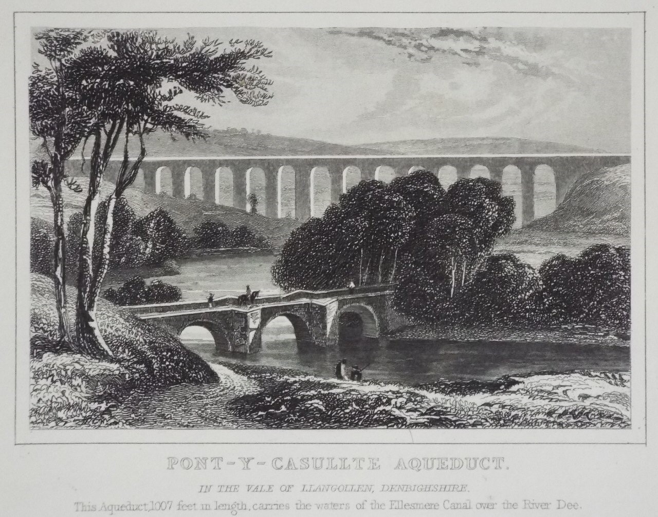 Print - Pont-Y-Casullte Aqueduct, in the Vale of Llangollen, Denbighshire.