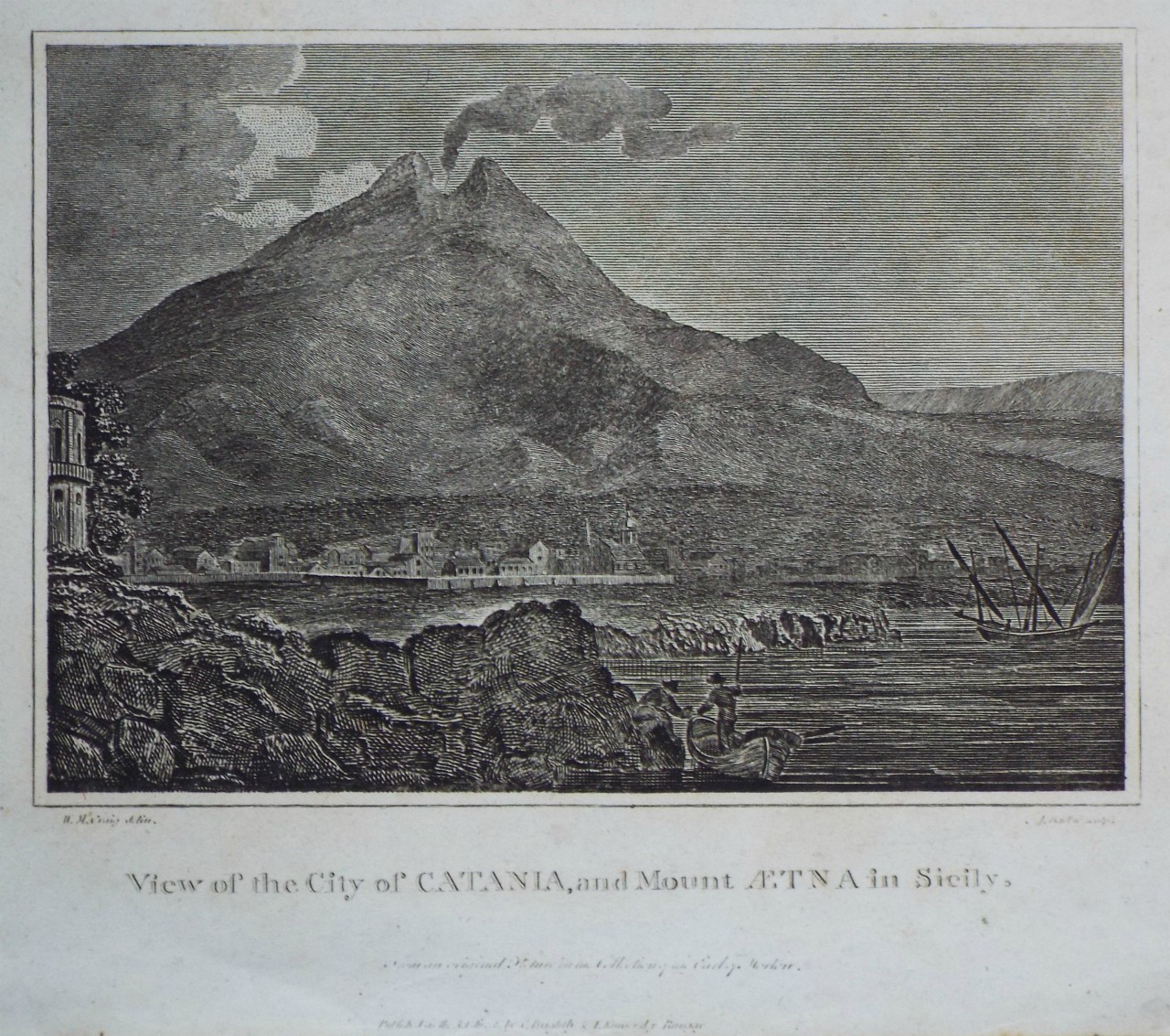 Print - View of the City of Catania, and Mount Aetna in Sicily. - Barlow