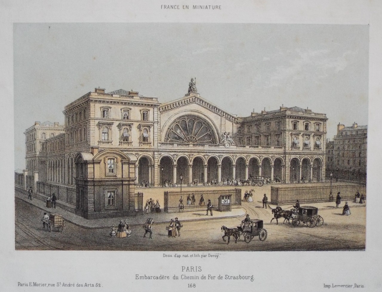Lithograph - Paris Embarcadere du Chemin de Fer de Strasbourg. - 