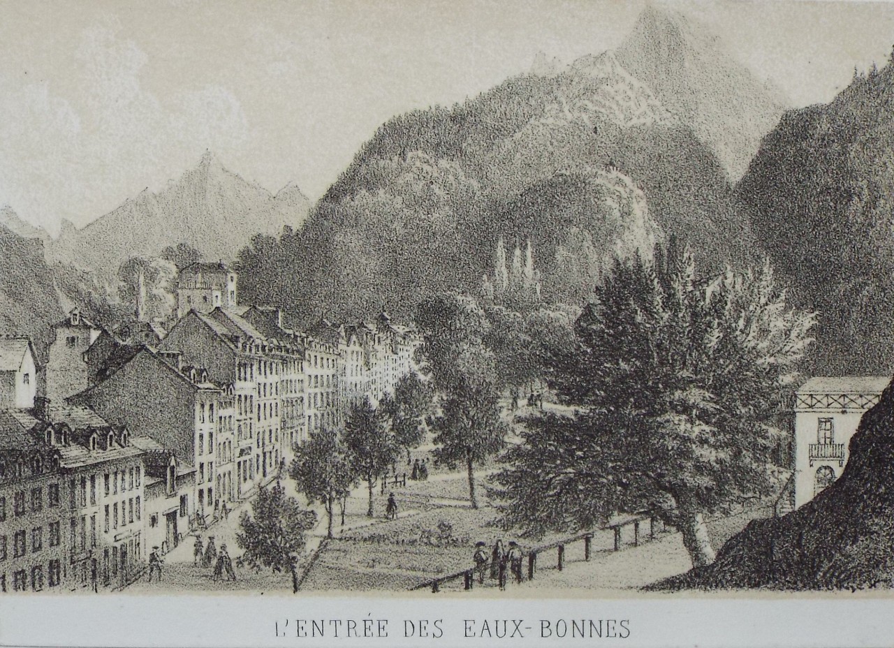 Lithograph - L'Entree des Eaux-Bonnes