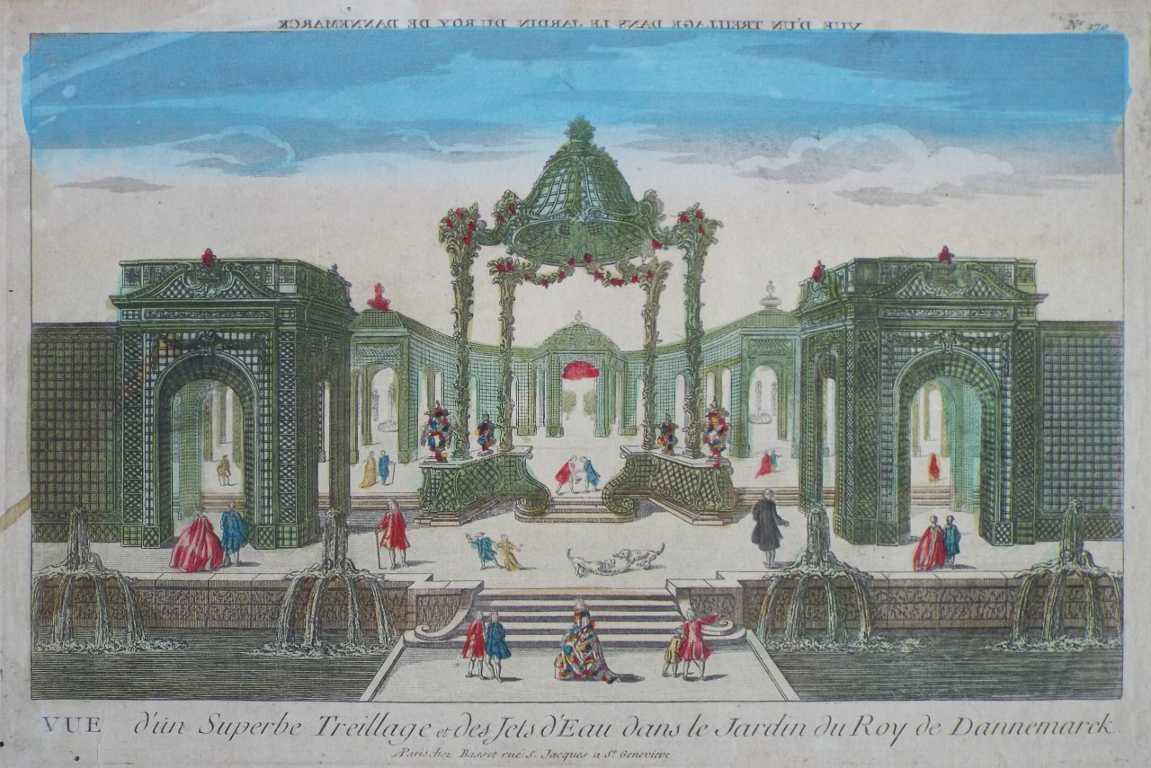 Print - Vue d'un Superbe Treillage et des Jets d'Eau dals le Jardin du Roy de Dannemaarck.