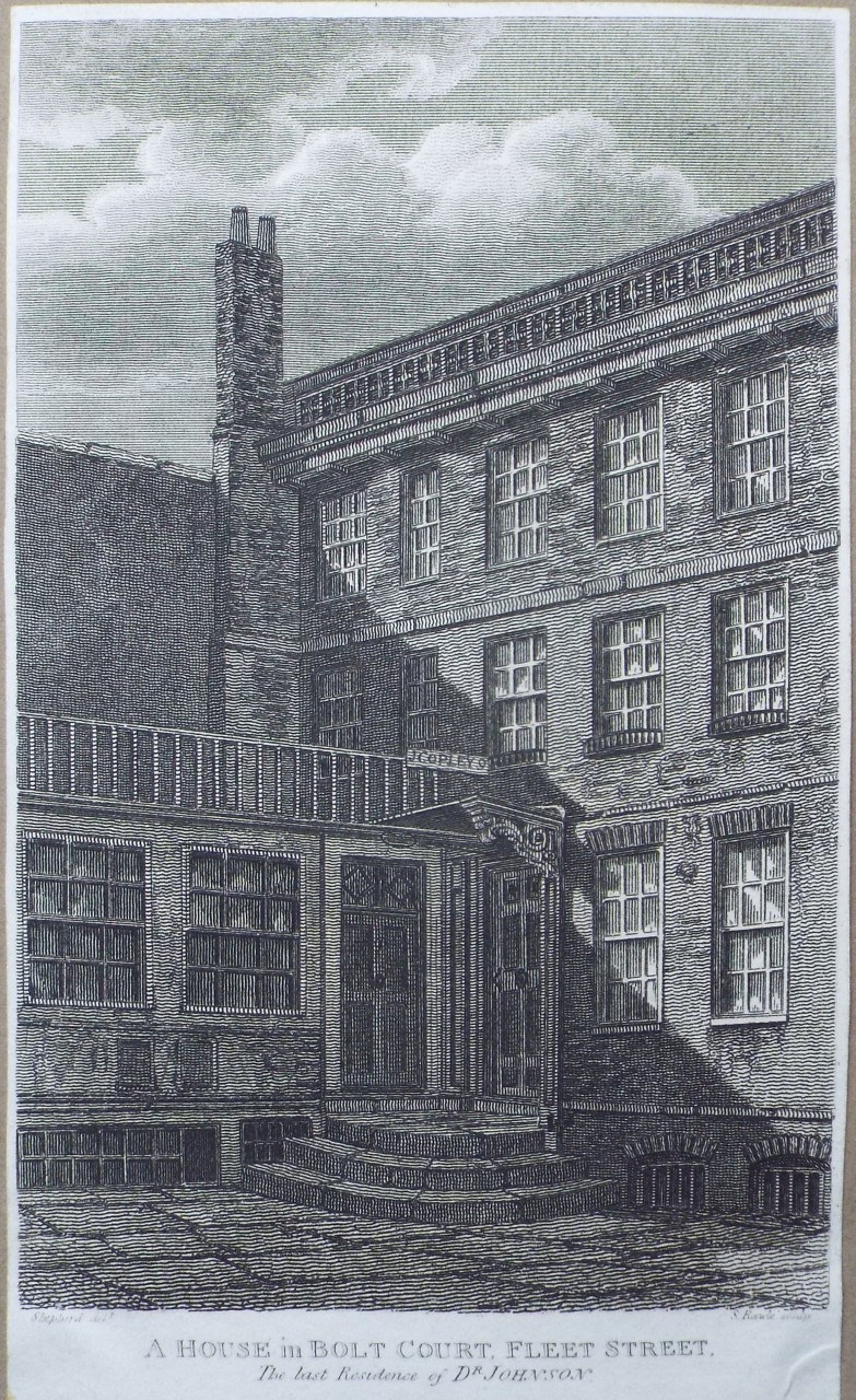 Print - A House in Bolt Court, Fleet Street. The last Residence of Dr. Johnson. - Rawle
