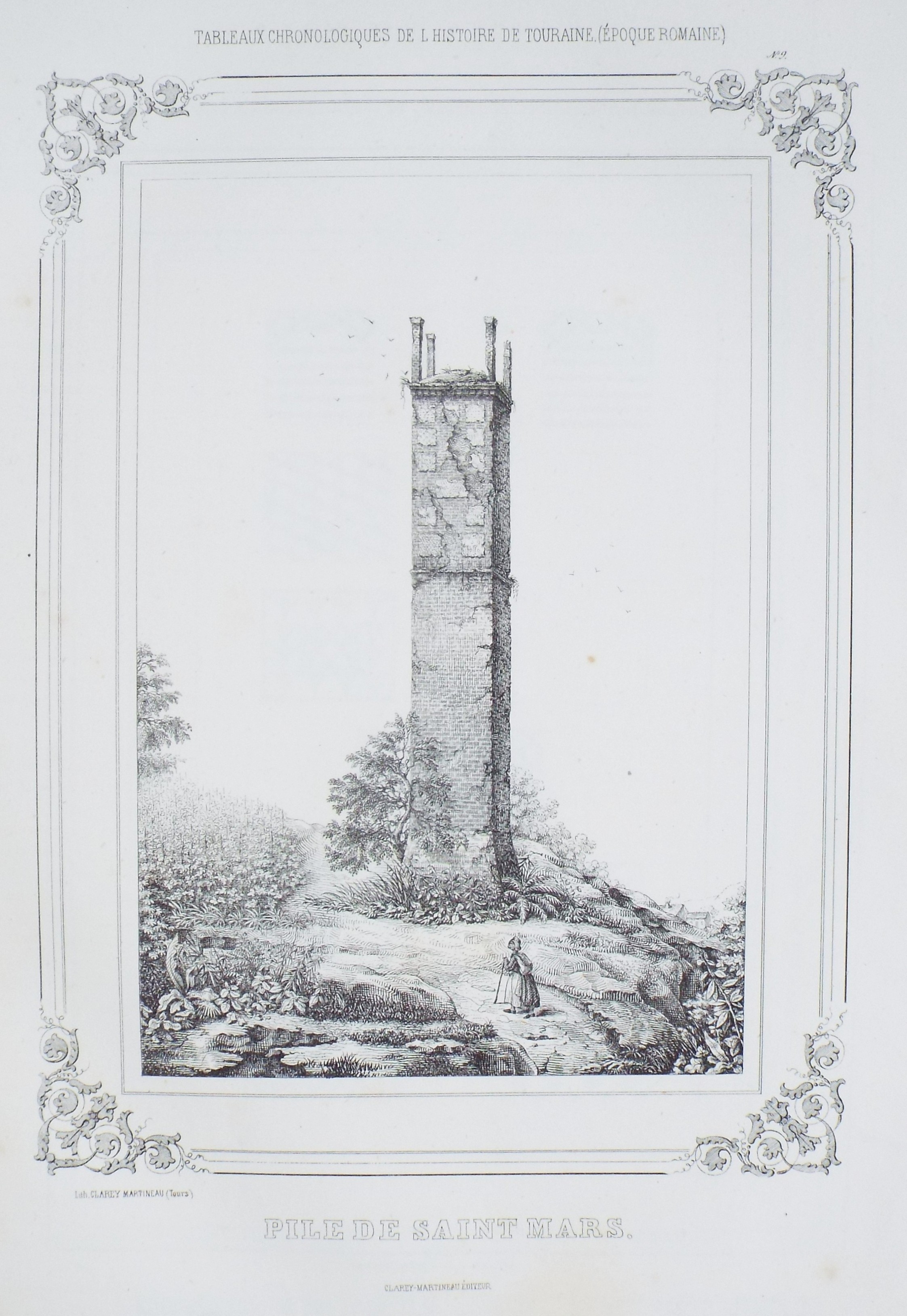 Lithograph - Pile de Saint Mars.