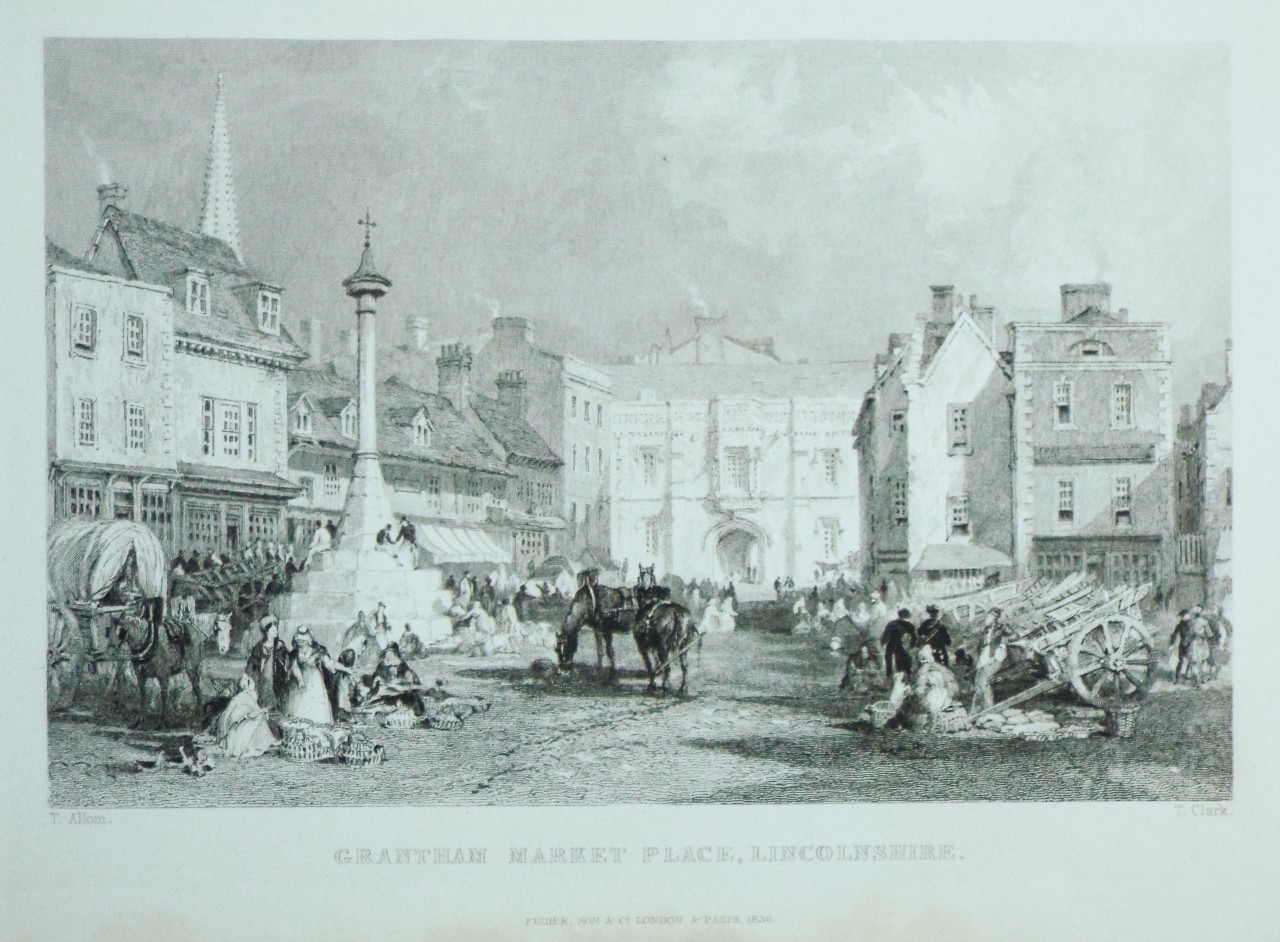 Print - Grantham Market Place, Lincolnshire. - Clark