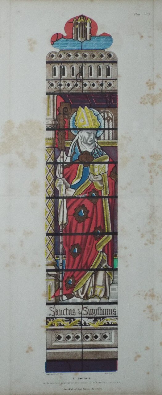 Lithograph - St. Swithin. From the East Window of the Choir of Winchester Cathedral. - Le