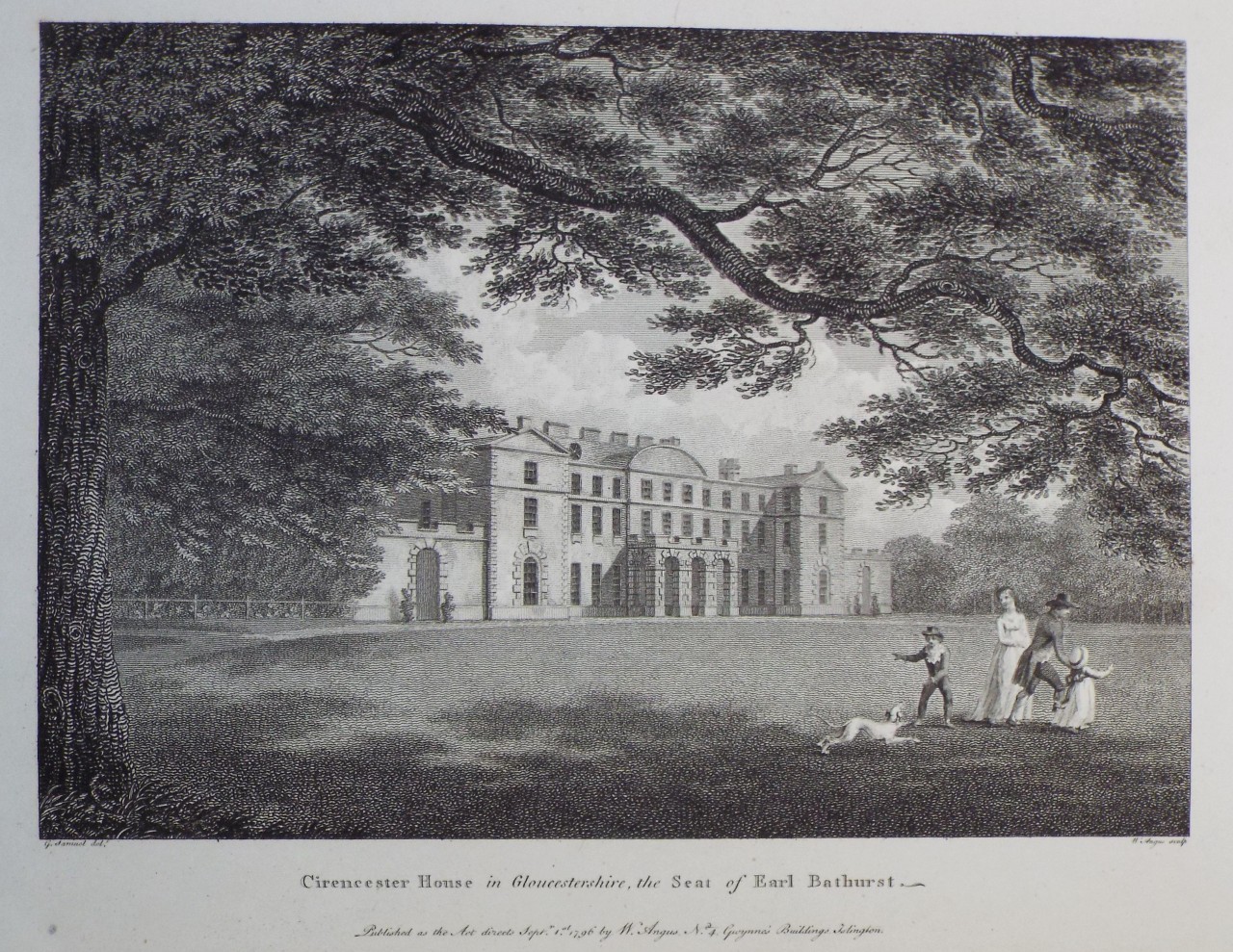 Print - Cirencester House in Gloucestershire, the Seat of Earl Bathurst. - Angus
