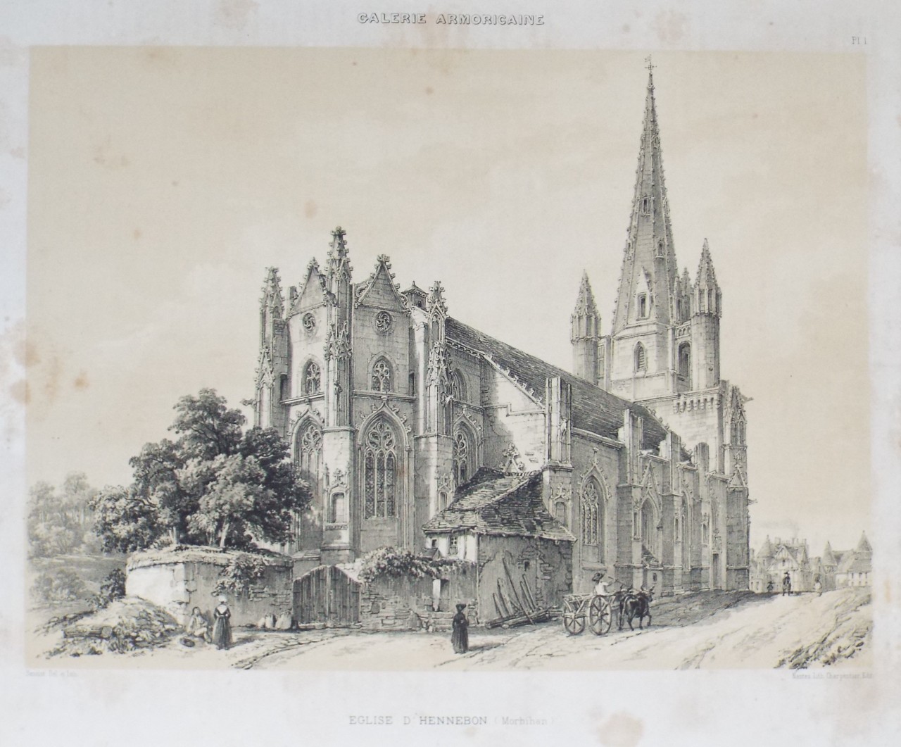 Lithograph - Galerie Armoricaine. Eglise d'Hennebon. (Morbihan) - Benoist