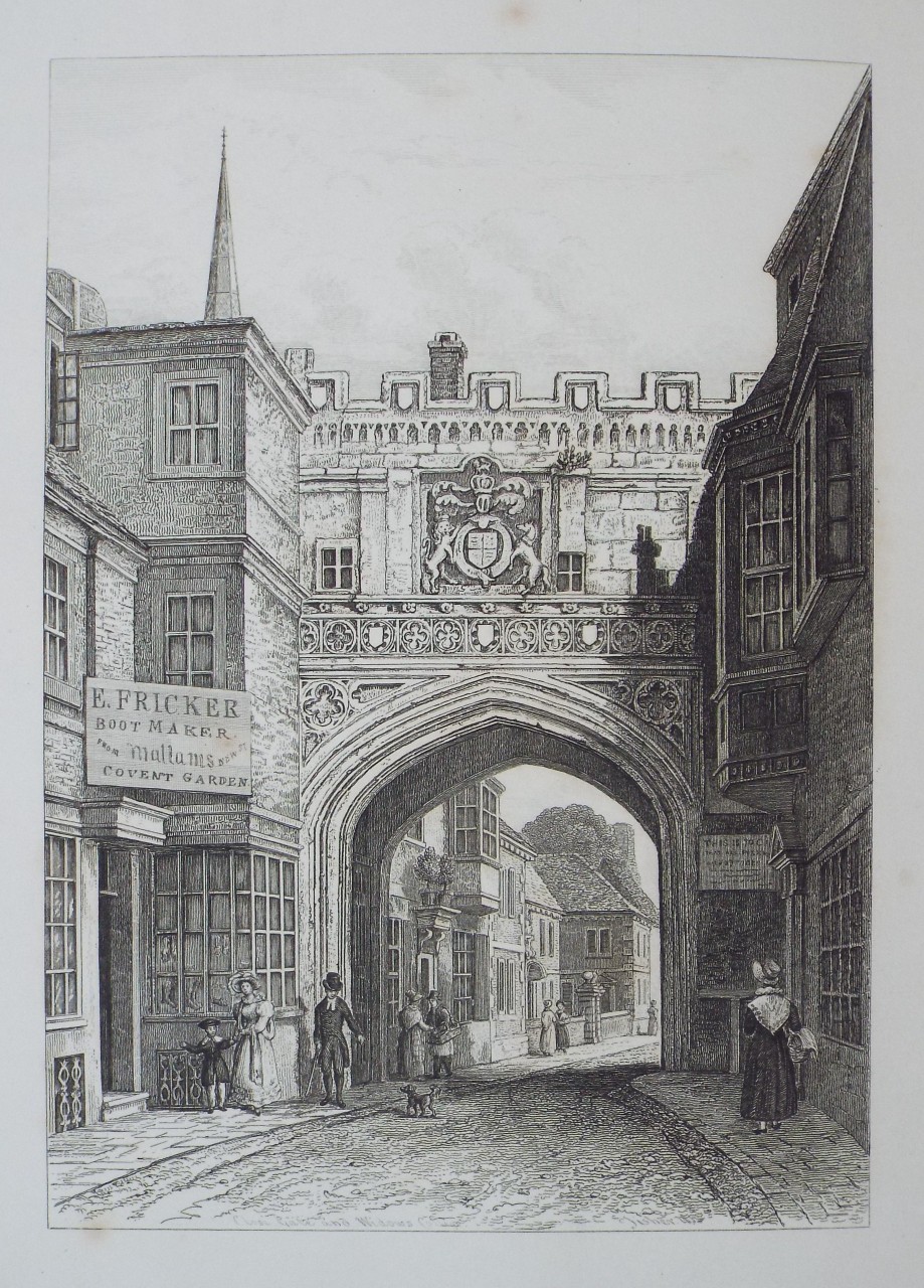 Print - The Close-gate in High-street,  with the College of Matrons
