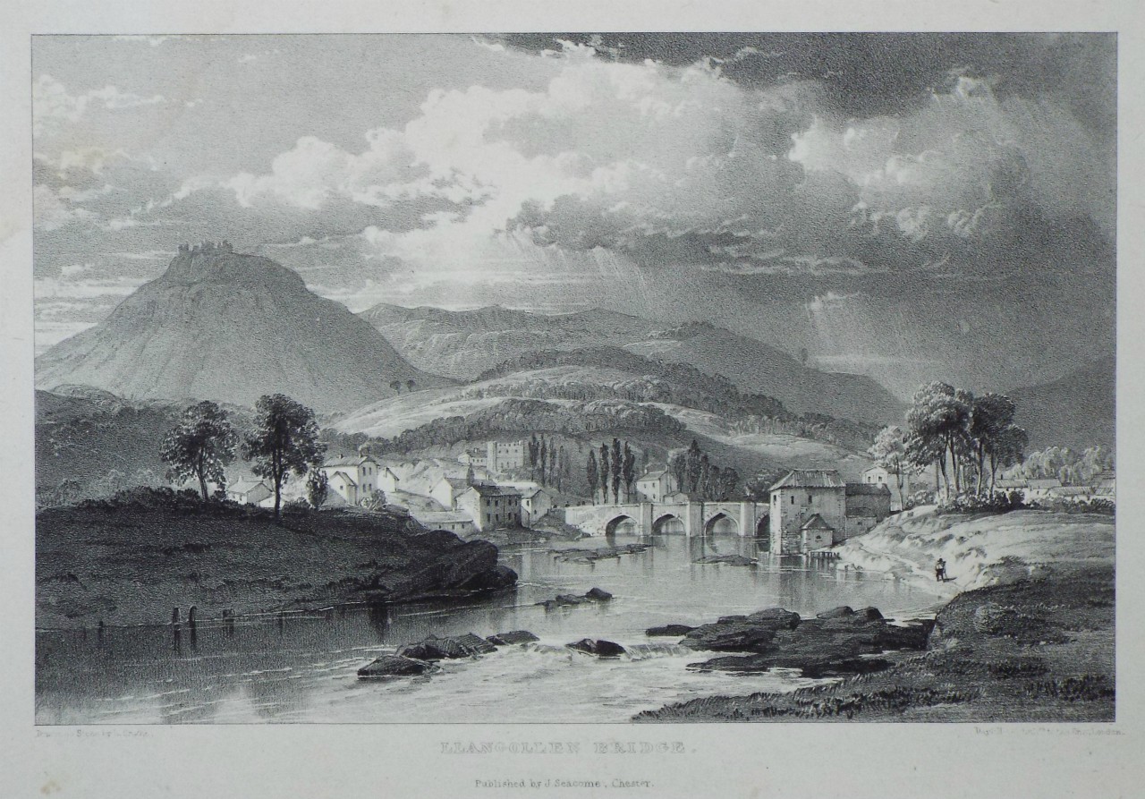 Lithograph - Llangollen Bridge. - Haghe