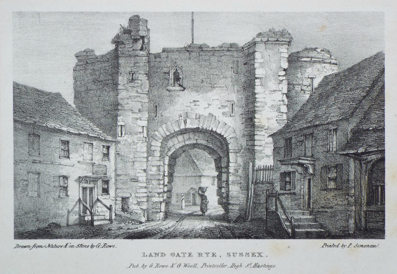 Lithograph - Land Gate Rye, Sussex. - Rowe