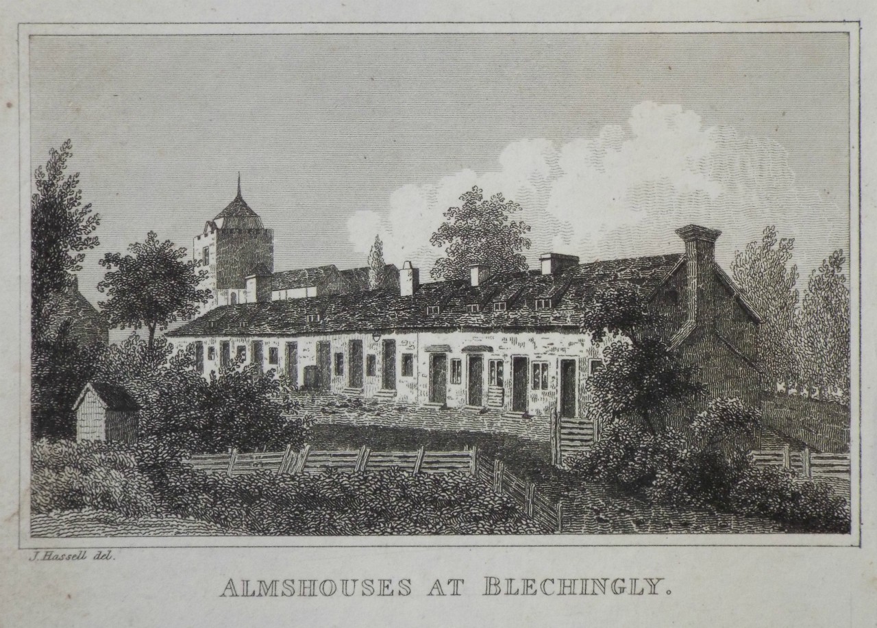 Print - Almshouses at Bletchingly.