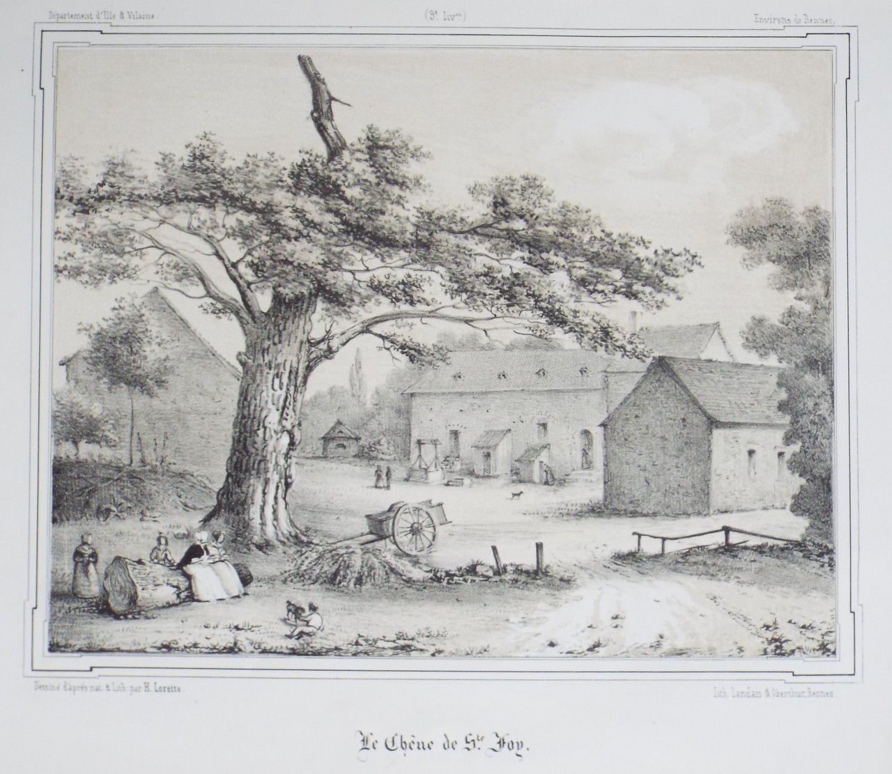 Lithograph - Le Chene de St. Foy. - Lorette