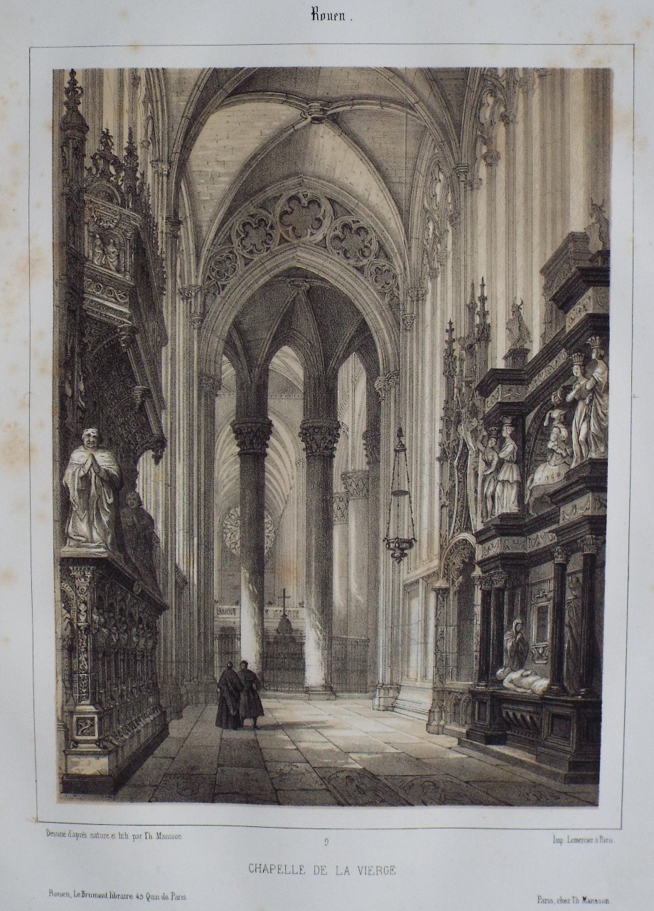Lithograph - Rouen. Chapelle de la Vierge. - Mansson