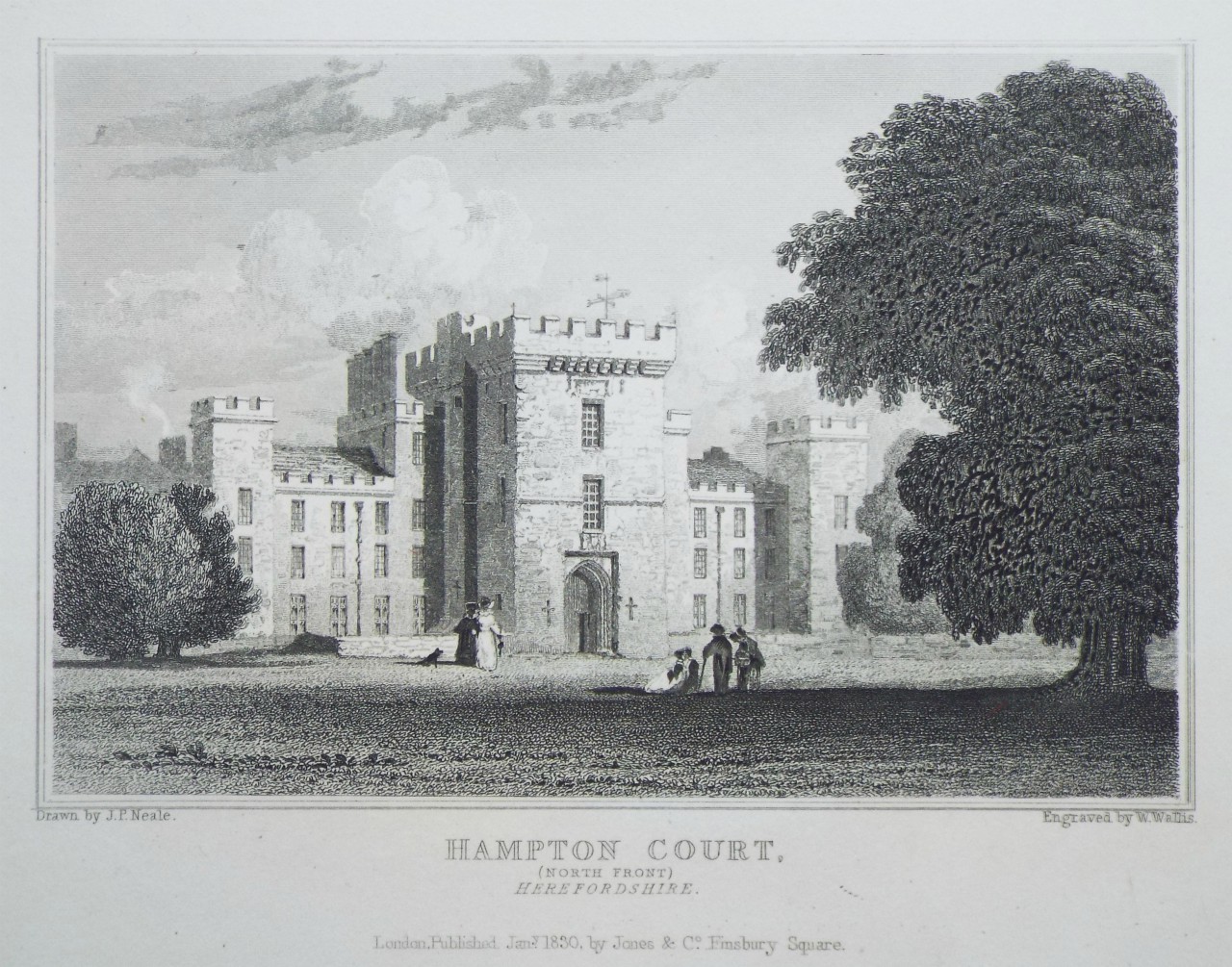 Print - Hampton Court, (North Front) Herefordshire. - Bond