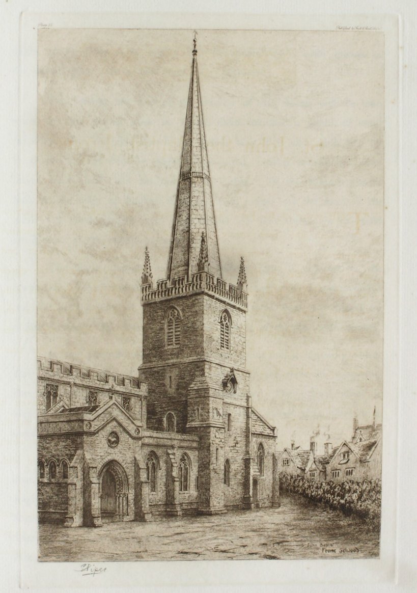 Etching - St. John the Baptist, Frome Selwood - Piper