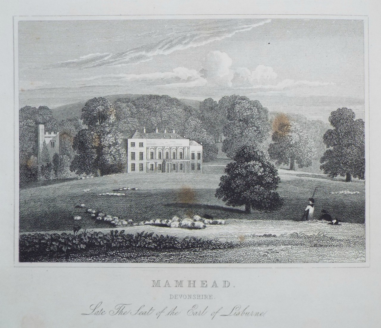 Print - Mamhead. Devonshire. Late the Seat of the Earl of Lisburne. - Allen