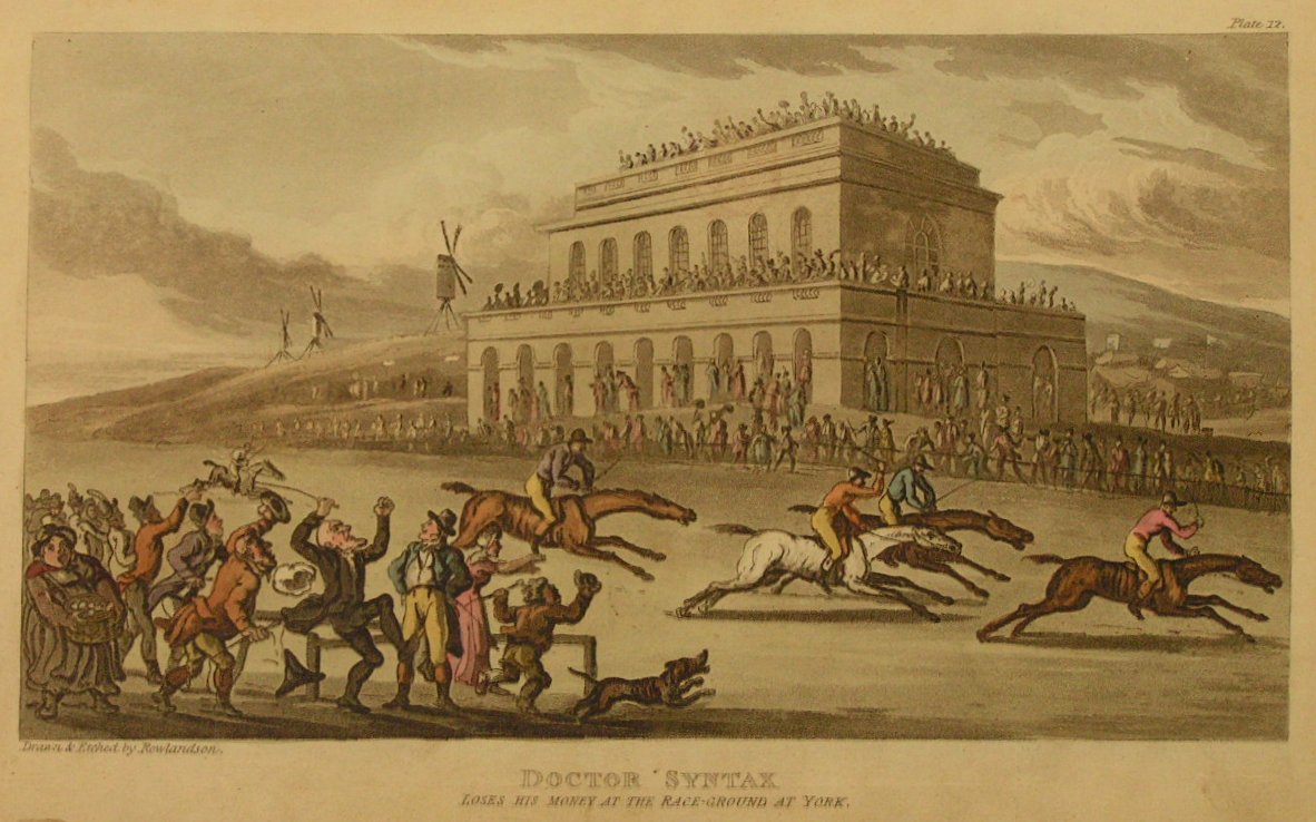 Aquatint - Doctor Syntax Loses his Money at the Race-ground at York - Rowlandson