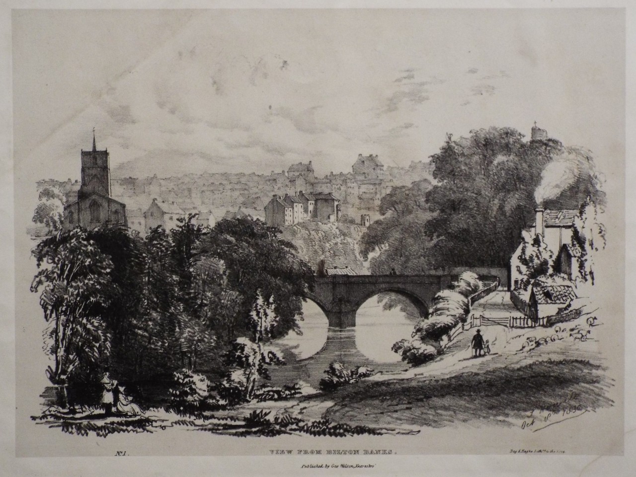 Lithograph - View from Bilton Banks. - Howell
