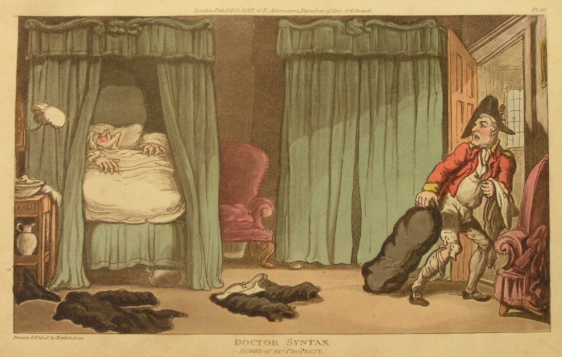Aquatint - Doctor Syntax Robb'd of his Property   - Rowlandson