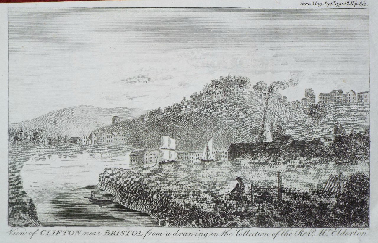 Print - View of Clifton near Bristol from a drawing in the Collection of Revd. Mr.Elderton. - 