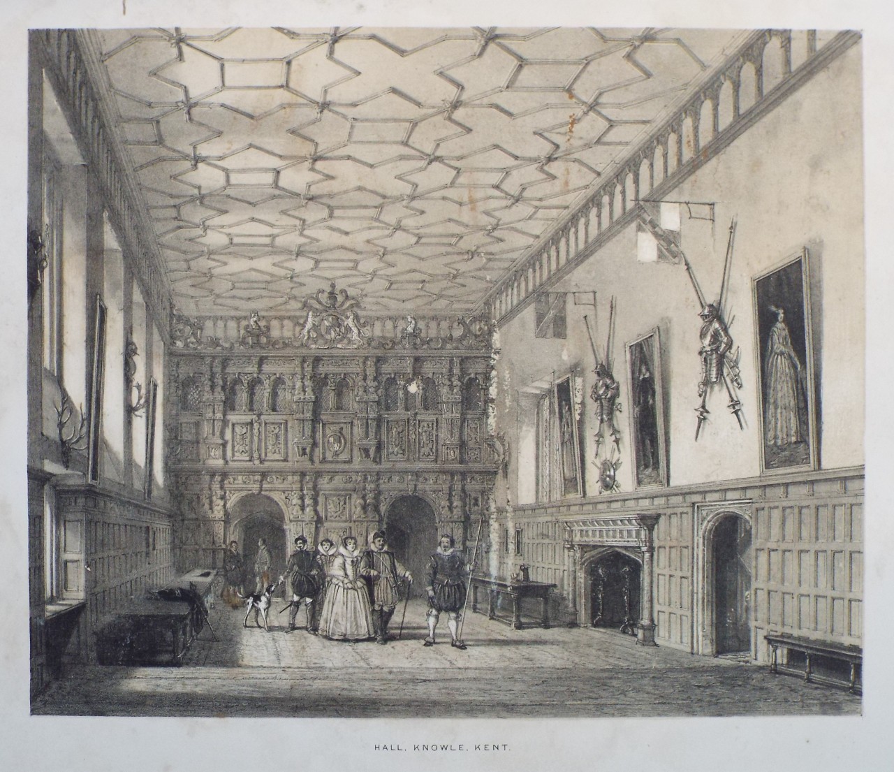 Lithograph - Hall, Knowle, Kent - Nash