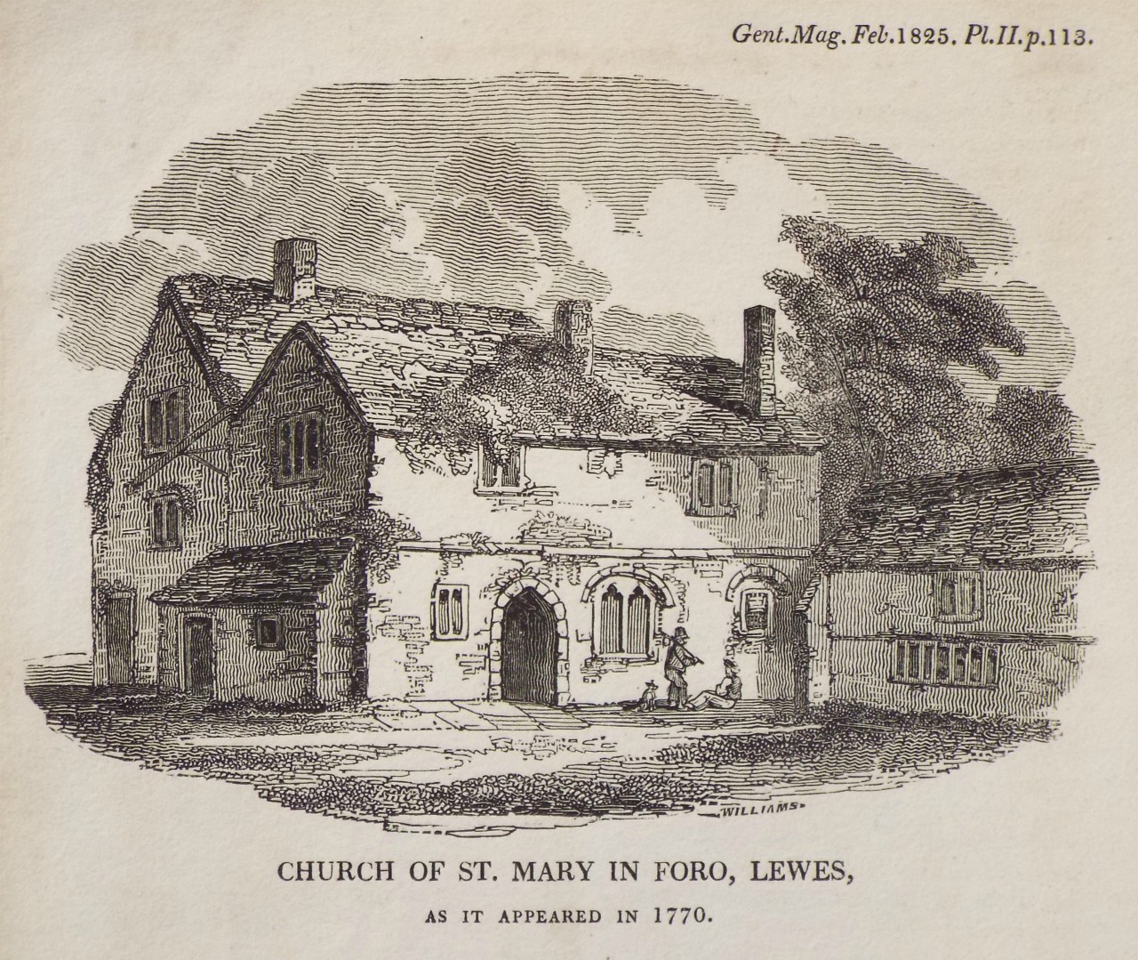 Wood - Church of St. Mary in Foro, Lewes, as it appeared in 1770. - 