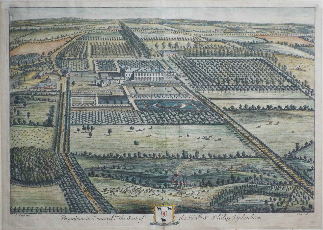 Print - Brympton in Somerset Shire, the Seat of the Honble. Sr. Philip Sydenham. - Kip