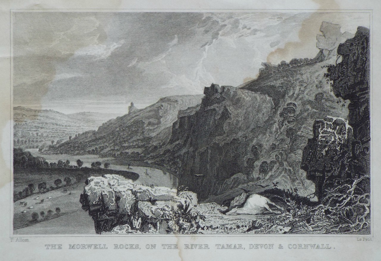 Print - The Morwell Rocks, on the River Tamar, Devon & Cornwall. - Le