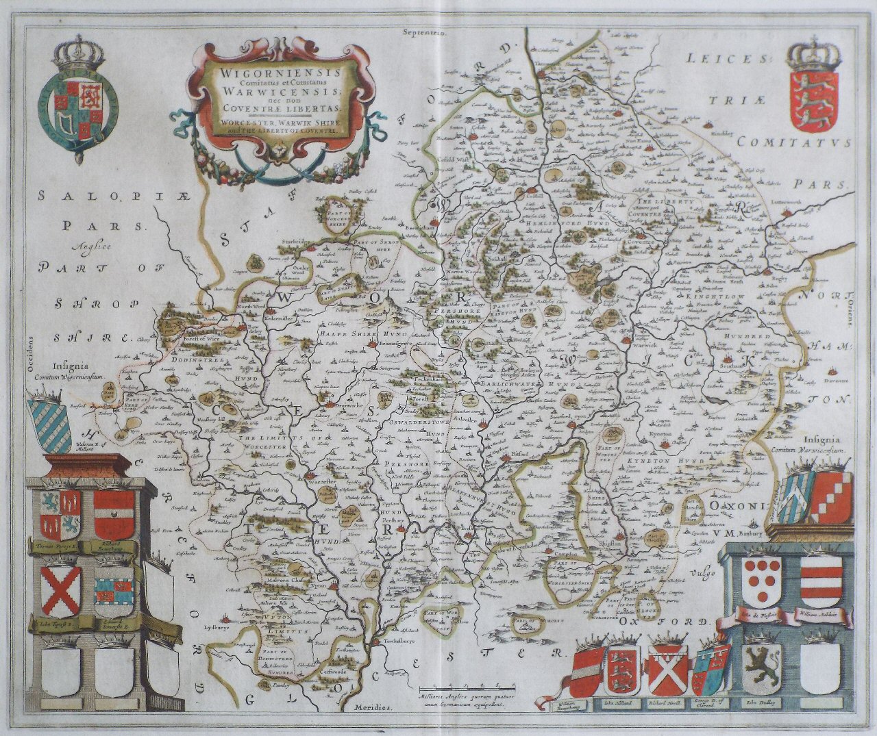 Map of Worcestershire & Warwickshire - Blaeu