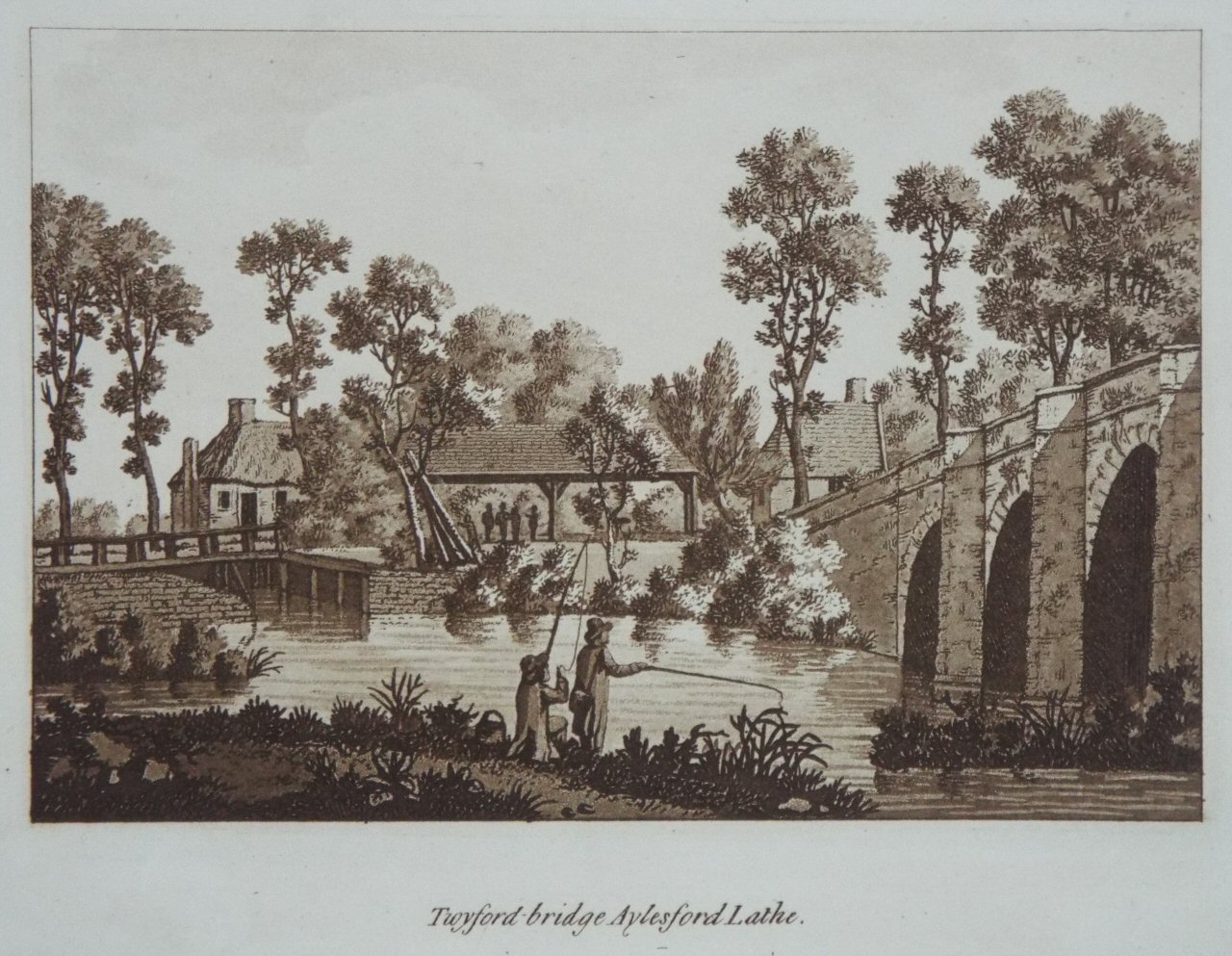 Aquatint - Twyford Bridge Aylesford Lathe. - Ireland