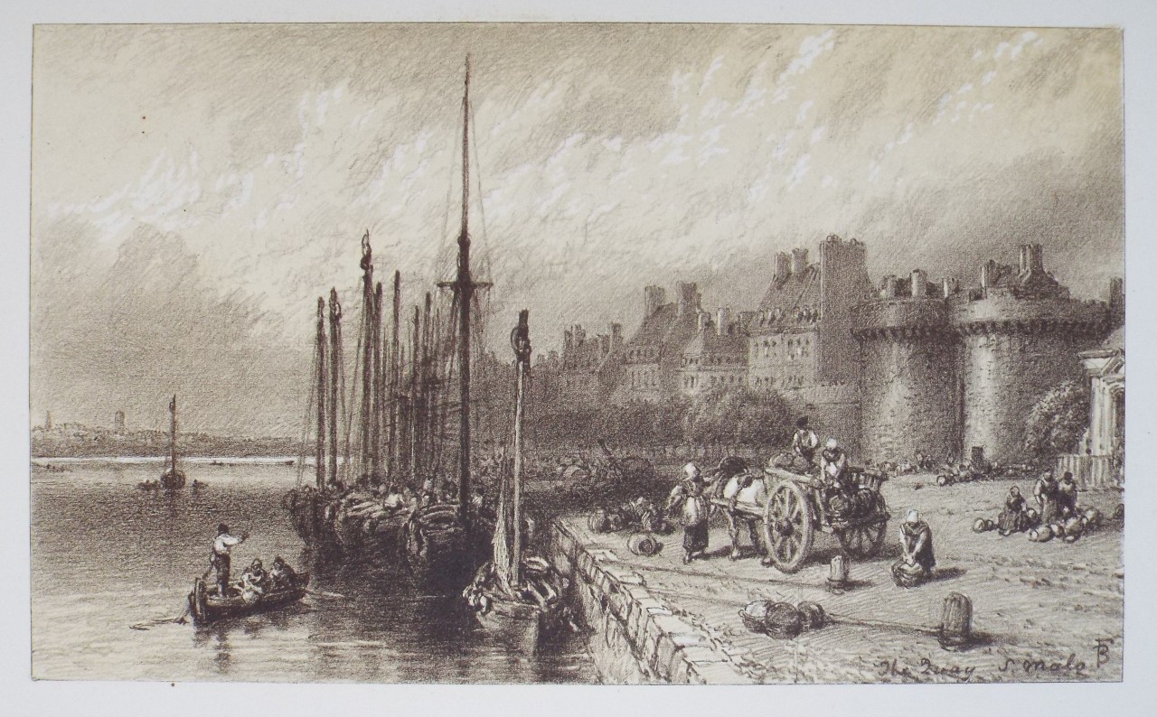Lithograph - On the Quay. St. Malo. - Foster