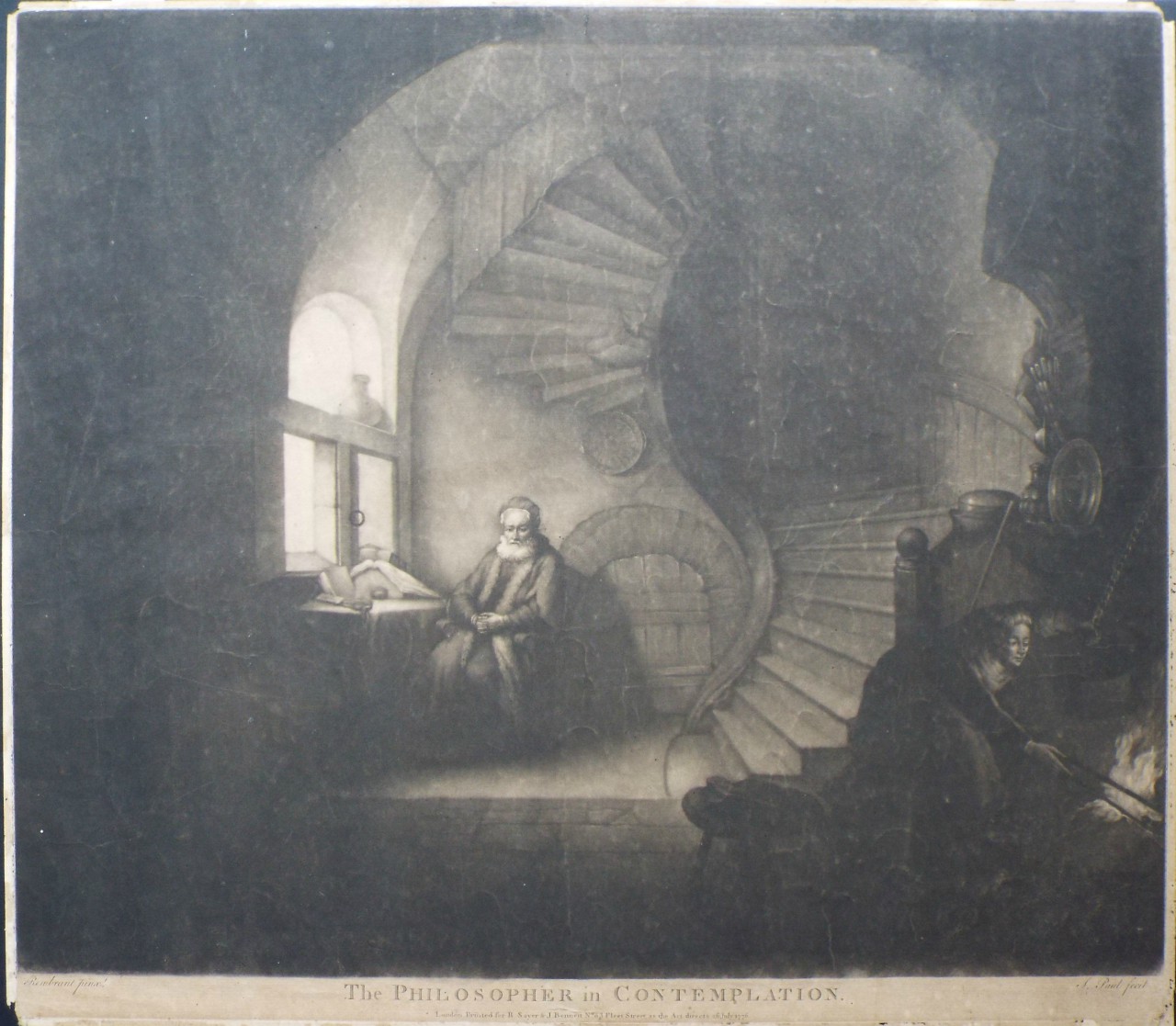 Mezzotint - The Philosopher in Contemplation. - Paul