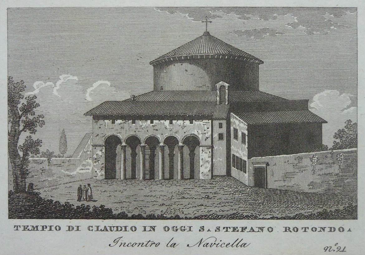 Print - Tempio di Claudio in Oggi S. Stefano Rotondo. Incontro la Navicella