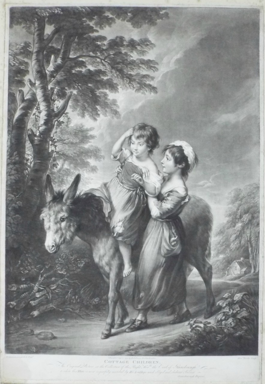 Mezzotint - Cottage Children. The Original Picture in the Collection of the Right Honble. the Earl of Gainsborough, to whom this Plate is most respectfully inscribed by His Lordship's much obliged and obedient Servant Gainsborough Dupont. - Birche