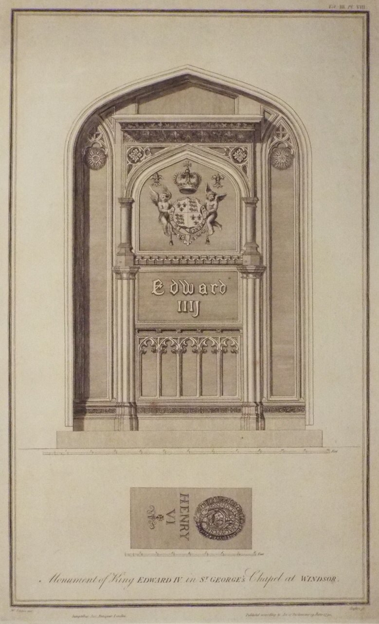 Print - Monument of King Edward IV, in St. George's Chapel at Windsor. - 