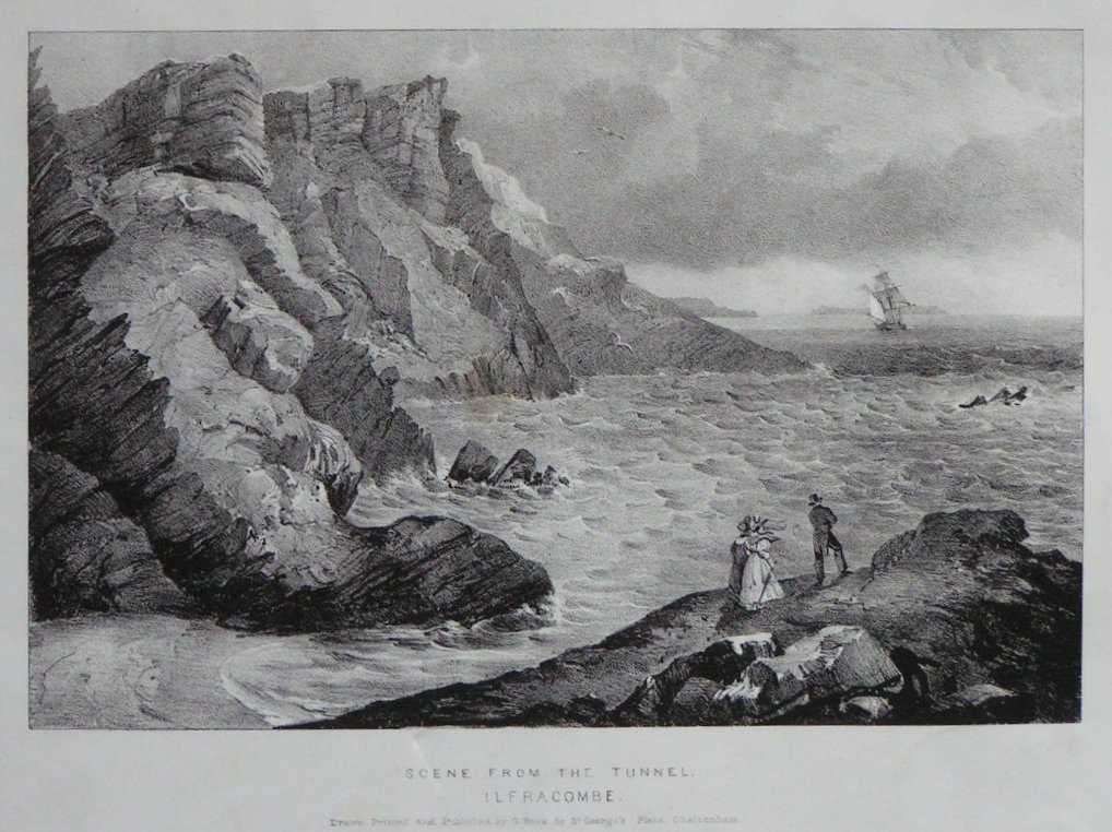 Lithograph - Scene from the Tunnel, Ilfracombe - Rowe