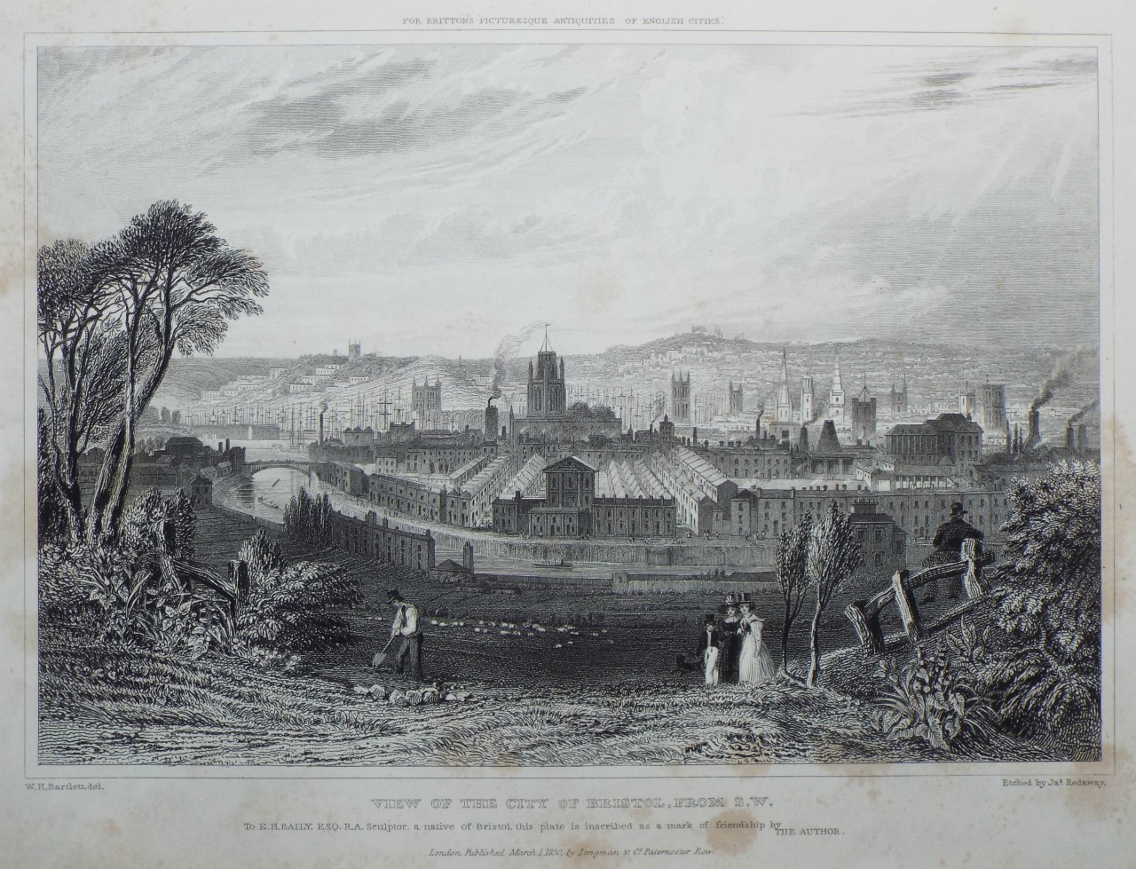 Print - View of the City of Bristol, from S.W. - Redaway