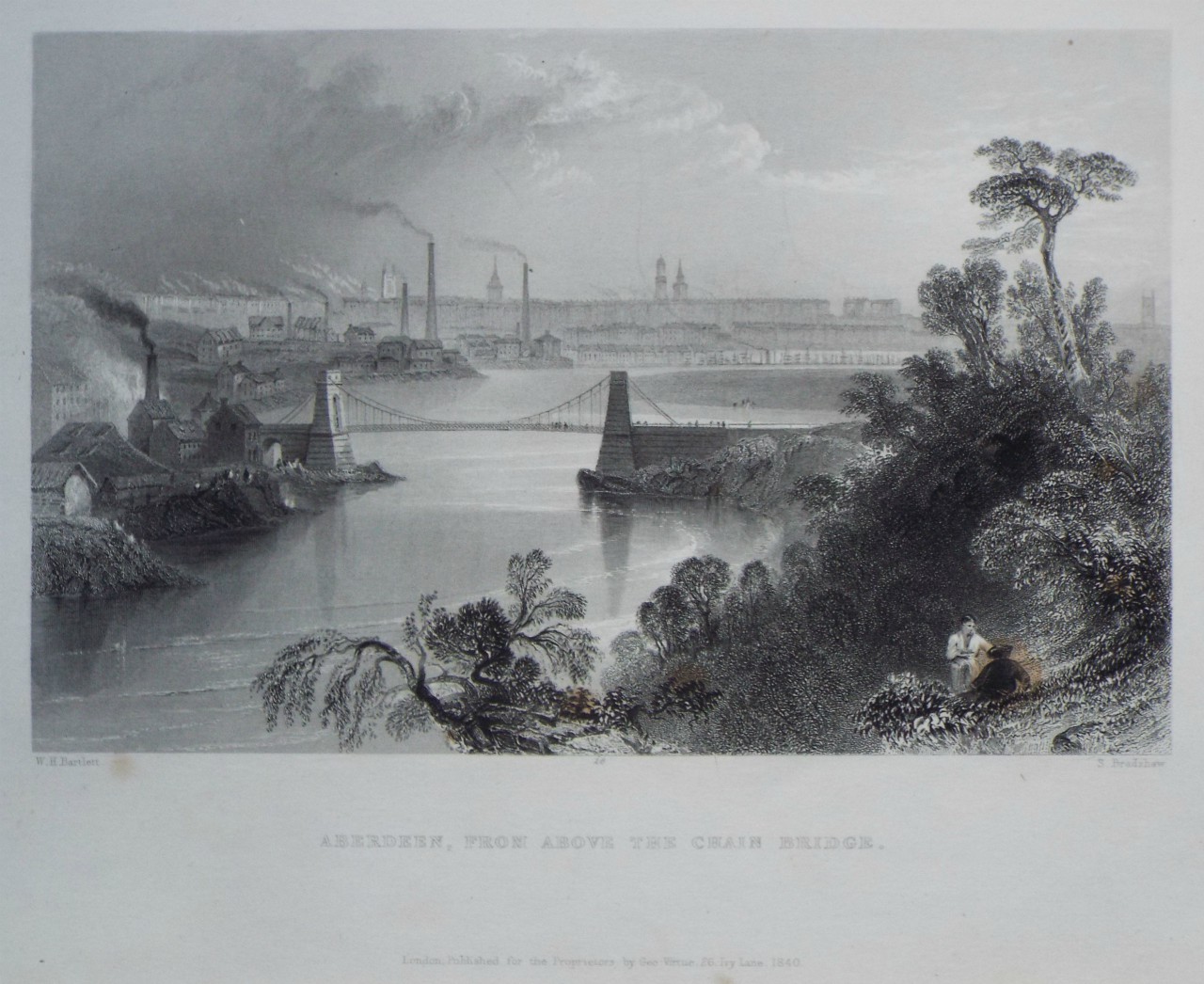 Print - Aberdeen, from above the Chain Bridge. - Bradshaw