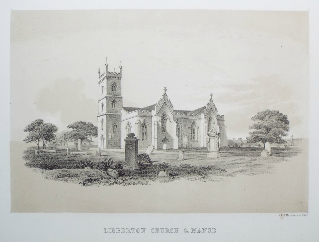 Lithograph - Libberton Church & Manse