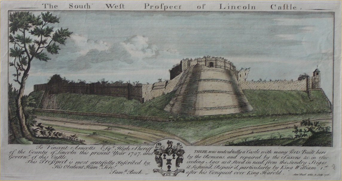Print - The South West Prospect of Lincoln Castle - Buck