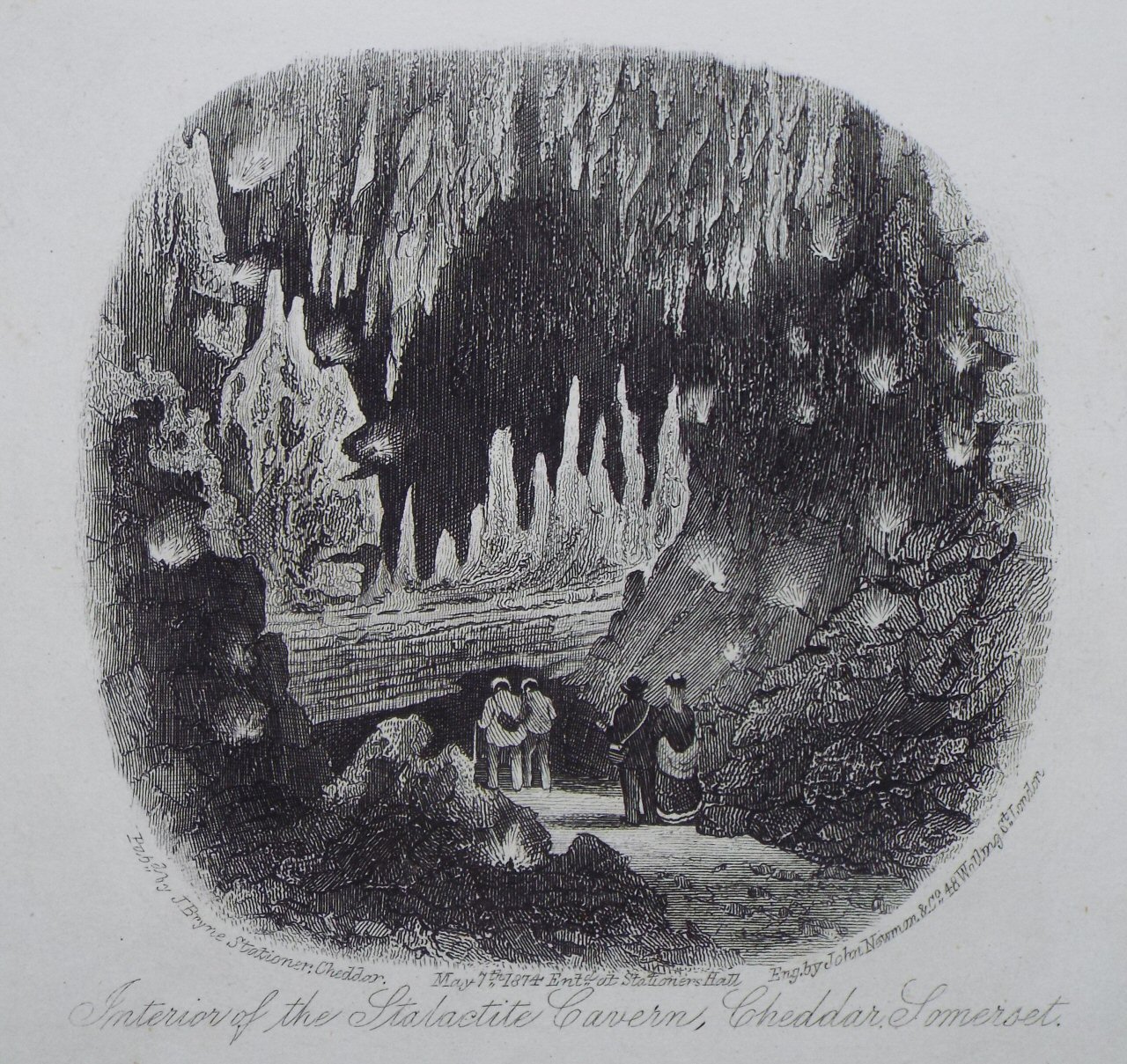 Steel Vignette - Interior Chamber of Stalactite Cavern, Cheddar, Somersetshire - Newman