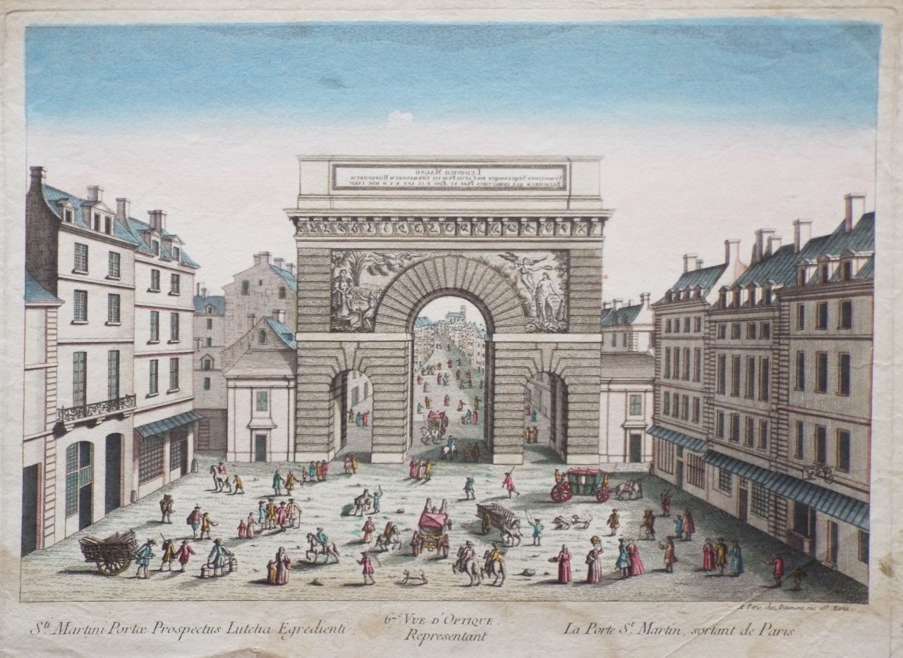 Print - Sti. Martini Portae Prospectus Lutetia Egredienti. 67e. Vue d'Optique Representant La Porte St. Martin, sortant de Paris.