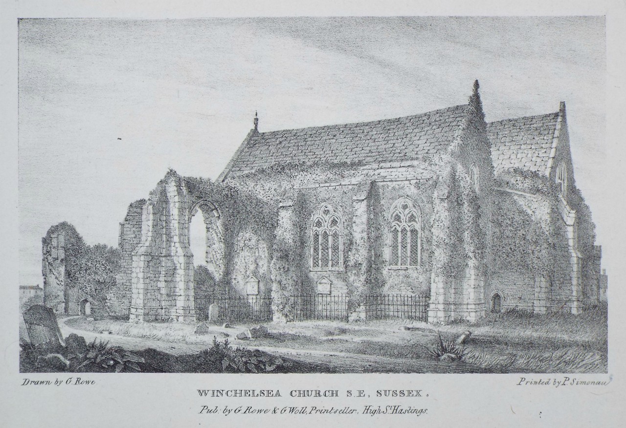 Lithograph - Winchelsea Church S.E. Sussex. - Rowe