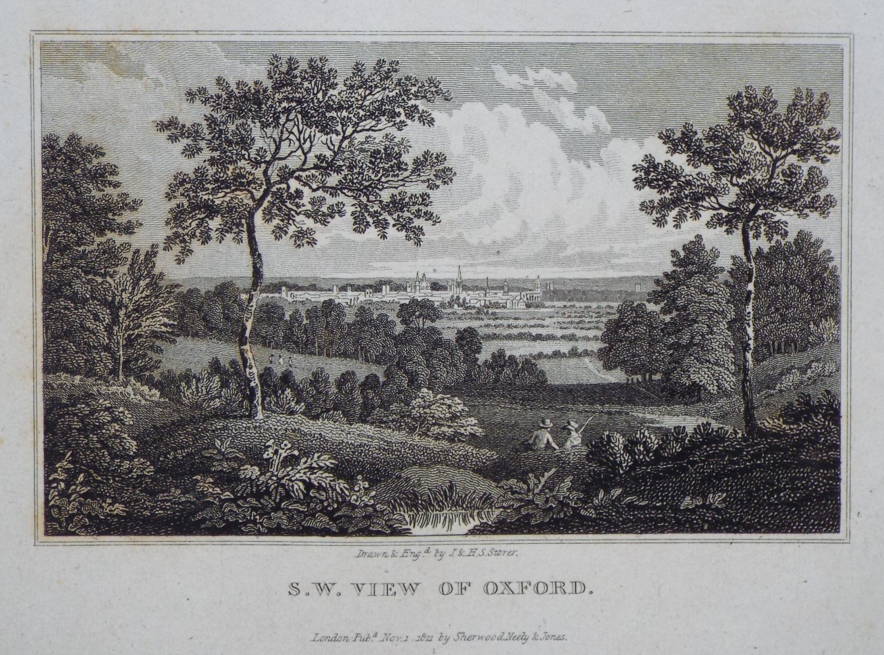 Print - S.W. View of Oxford. - Storer