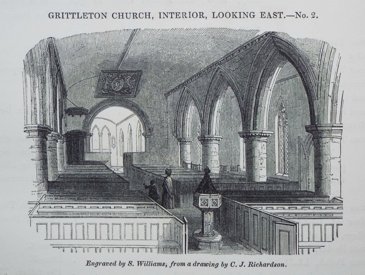 Wood - Grittleton Church,  Interior,  Looking East,  - No.2. - Williams