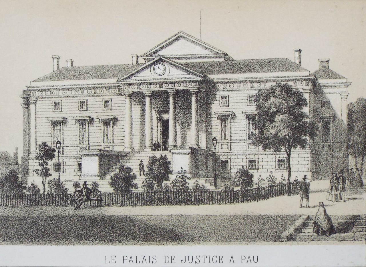 Lithograph - Le Palais de Justice a Pau