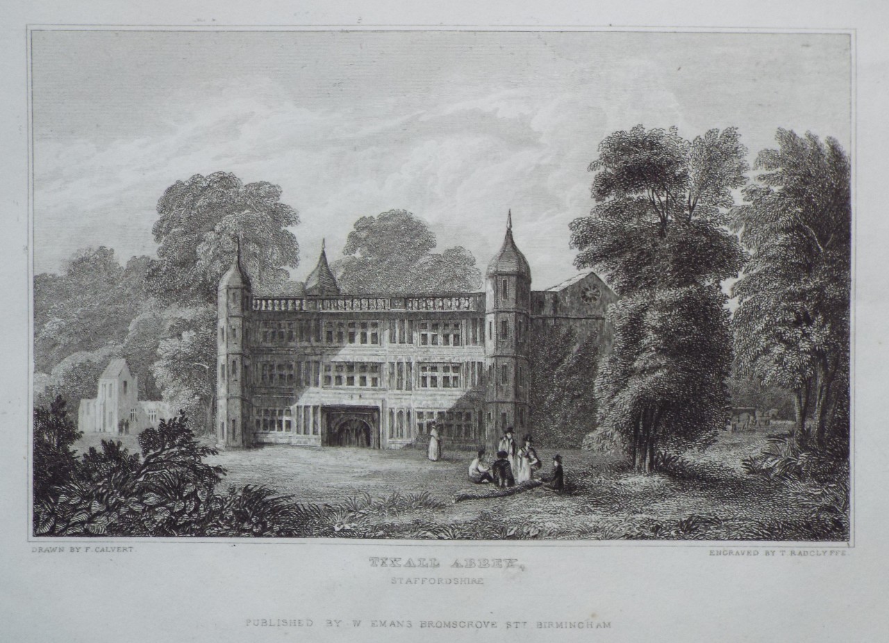 Print - Tixall Abbey, Staffordshire - Radclyffe