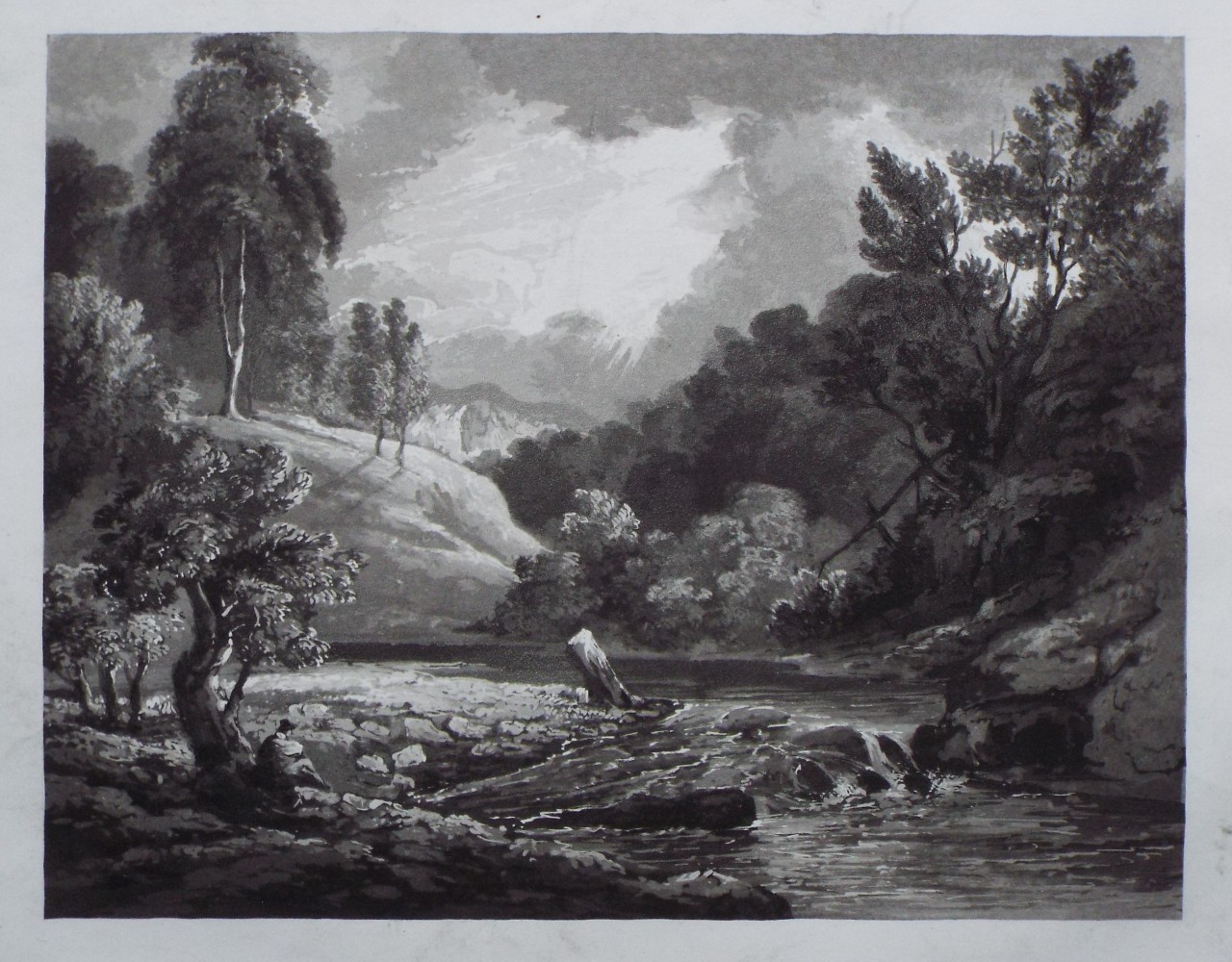 Aquatint - (River landscape) - Fielding